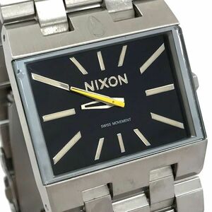 NIXON ニクソン THE TICKET A085 000-00 腕時計 クオーツ スクエア ブラック シルバー シンプル 新品電池交換済 動作確認済 箱付き