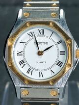 美品 TREND TIME トレンドタイム アナログ QUARTZ クォーツ ヴィンテージ 腕時計 ホワイト文字盤 ２針 メタルベルト ステンレススチール_画像1