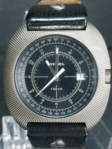 DIESEL ディーゼル DZ-1129 メンズ アナログ クォーツ 腕時計 ブラック文字盤 デイトカレンダー ビッグフェイス レザーベルト ステンレス