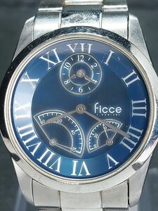 Ficce フィッチェ FCK-1004 メンズ アナログ 自動巻き 腕時計 ブルー文字盤 スモセコ 裏スケ メタルベルト ステンレス 動作確認済み