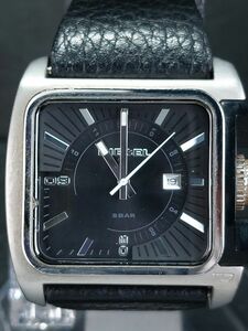 箱付き DIESEL ディーゼル DZ-1541 アナログ クォーツ 腕時計 ブラック デイトカレンダー スクエア文字盤 レザーベルト 新品電池交換済み