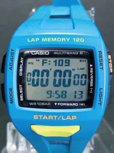 美品 CASIO カシオ PHYS STW-1000-2 メンズ デジタル ソーラー 腕時計 ブルー ラバーベルト ステンレス スクエア文字盤 動作確認済み