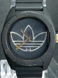 adidas アディダス ADH3197 アナログ クォーツ 腕時計 ブラック ゴールド レザーベルト ステンレス スポーツ 電池交換済み 動作確認済み
