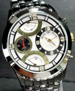 新品 Charles Perrin シャルル・ぺリン CP228G 腕時計 クロノグラフ レトログラード ロレックスマイスター Mr.Warner メンズ 白 金 黒 逆行