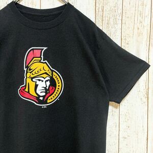 Hanes ヘインズ NHL Ottawa Senators オタワ・セネターズ プリント Tシャツ M USA古着 アメリカ古着