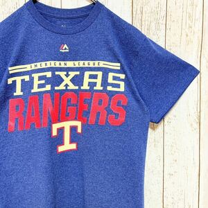 Majestic マジェスティック MLB Texas Rangers テキサス・レンジャーズ プリント Tシャツ M メジャーリーグ USA古着 アメリカ古着