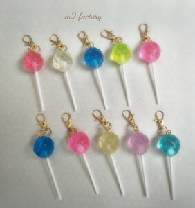  Kirakira roli pop candy - key holder large amount set hand made food sample 