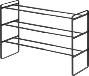 山崎実業(Yamazaki) 伸縮 シューズラック 3段 ブラック 約W41~70×D25×H46cm フレーム Frame 玄関