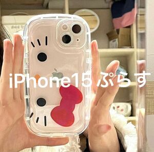 新品iPhoneキティー顔iPhone　iPhoneケース15プラス