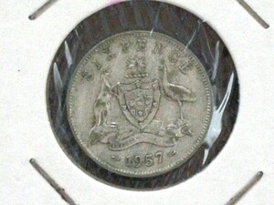 ◆オーストラリア◆6ペンス(pence)銀貨■1957年/Australia 1957 6pence ElizabethⅡ silver coin