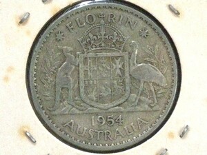 ◆オーストラリア◆1フローリン(FLORIN)銀貨■1954年/Australia 1954 1FLORIN ElizabethⅡ silver coin