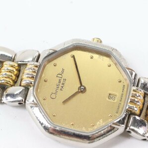 Christian Dior クリスチャンディオール 48.203 オクタゴン クォーツ デイト レディース 腕時計 5046-Nの画像4
