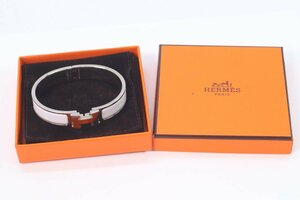 HERMES エルメス クリックH ホワイト×シルバーカラー バングル ブレスレット アクセサリー 箱付き 5263-A