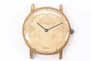 ESKAe ska UNITED STATES OF AMERICA 20 dollar coin watch hand winding Gold color wristwatch face only 5587-HA