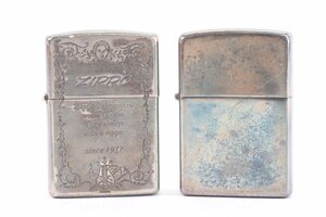 【2点】ZIPPO ジッポ ライター オイルライター 喫煙具 喫煙グッズ 銀 シルバー 着火未確認 ジャンク品 火花OK メンズ 5568-KS