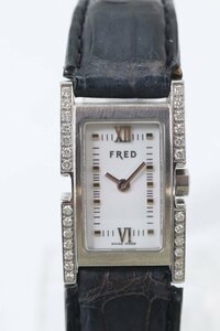 FRED フレッド ダイヤモンド スクエア クォーツ 2針 ホワイト文字盤 レディース 腕時計 4815-HA