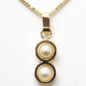 ＊K18アコヤ本真珠ペンダント＊m 約2.8g 約40.0cm あこや パール pearl necklace pendant jewelry EB3/EB3