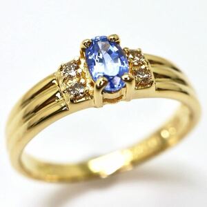 良品!!ソーティング付き!!＊K18天然ブルーサファイア/天然ダイヤモンドリング＊m 2.8g 10.5号 blue sapphire diamond jewelry ring EB6/EB6