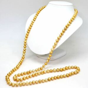 ＊本真珠ロングネックレス＊m 約152.8g パール pearl long necklace jewelry DC0/DC0の画像2