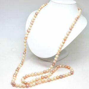 ＊本真珠ロングネックレス＊m 約124.4g パール pearl long necklace jewelry DA0/DB0