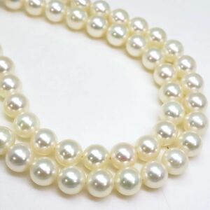 良品!!＊アコヤ本真珠ネックレス＊m 約33.5g 約43.5cm 約7.0~7.5mm あこや パール pearl necklace jewelry silver DH0/DH0