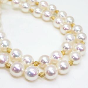 大珠!!美品!!テリ良し!!＊K18アコヤ本真珠ネックレス＊m 33.9g 40.5cm 約8.0mm あこや パール pearl necklace jewelry DH0/EC3