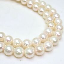 花珠!!美品!!箱・GGSJ鑑別書付き!!＊アコヤ本真珠ネックレス・K14WGイヤリング＊m◎ 34.8g パール pearl necklace jewelry EB0/EB0_画像5