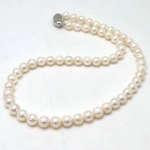 花珠!!美品!!箱・GGSJ鑑別書付き!!＊アコヤ本真珠ネックレス・K14WGイヤリング＊m◎ 34.8g パール pearl necklace jewelry EB0/EB0_画像6