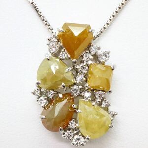 5.00ct up!!豪華!!＊K18WG天然ダイヤモンドペンダント＊m 約9.9g 5.58/0.36ct 約45.0cm diamond jewelry pendant EI2/EI4