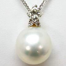 美品!!＊K18WG南洋白蝶真珠/天然ダイヤモンドペンダント＊m 約8.0g パール South sea pearl diamond jewelry pendant necklace EF7/EG6_画像2