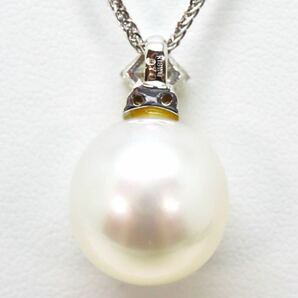 美品!!＊K18WG南洋白蝶真珠/天然ダイヤモンドペンダント＊m 約8.0g パール South sea pearl diamond jewelry pendant necklace EF7/EG6の画像7