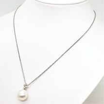 美品!!＊K18WG南洋白蝶真珠/天然ダイヤモンドペンダント＊m 約8.0g パール South sea pearl diamond jewelry pendant necklace EF7/EG6_画像3
