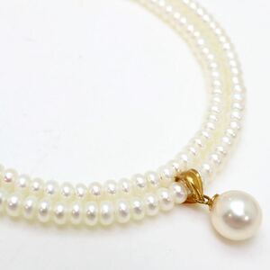 ＊K18本真珠ネックレス＊m 約7.9g 約42.0cm パール pearl necklace jewelry DE0/DE0