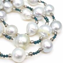 ＊南洋白蝶真珠/天然ダイヤモンドネックレス＊m 約31.2g パール South sea pearl diamond jewelry pendant necklace DA0/DB0_画像1