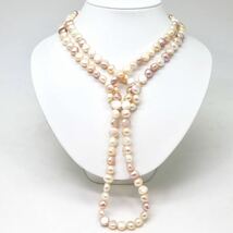 ＊本真珠ロングネックレス＊m 約124.2g 約125.0cm パール pearl long necklace jewelry silver DB0/DC0_画像3