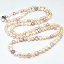 ＊本真珠ロングネックレス＊m 約124.2g 約125.0cm パール pearl long necklace jewelry silver DB0/DC0_画像4