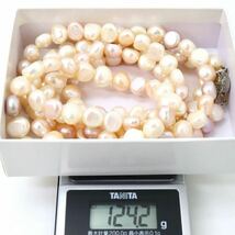 ＊本真珠ロングネックレス＊m 約124.2g 約125.0cm パール pearl long necklace jewelry silver DB0/DC0_画像7