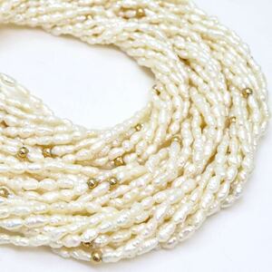 ＊本真珠10連ロングネックレス＊m 約77.5g 約77.0cm パール pearl long necklace jewelry silver DA0/DA