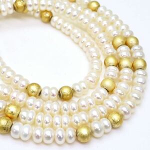 良品!!テリ良し!!＊本真珠ネックレス・ブレスレット＊m 約47.2g 約57.0/19.5cm パール pearl necklace bracelet jewelry silver CE0/DA0