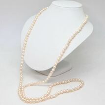 ＊アコヤ本真珠ロングネックレス＊m 約84.6g 約118.5cm 約7.0~7.5mm あこや pearl long necklace jewelry silver DE0/DH0_画像2