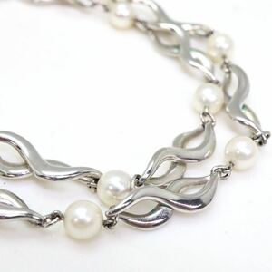 箱付き!!＊MIKIMOTO(ミキモト)K18WGアコヤ本真珠ネックレス＊m 25.0g pearl sapphire jewelry necklace FB2/FB2