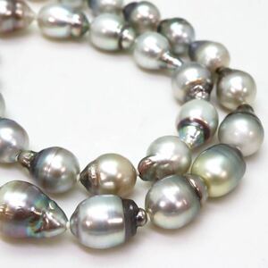 ＊南洋黒蝶真珠ネックレス＊m 約59.9g 約47.0cm 9.5~13.0mm 黒真珠 パール pearl jewelry necklace accessory silver DE0/DH0