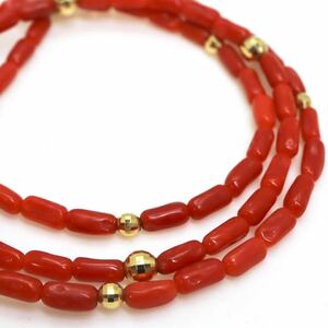 ＊K18天然本珊瑚ネックレス＊j 約6.4g 約46.5cm coral コーラル jewelry necklace ジュエリー EA0/EA0