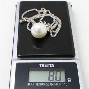 美品!!＊K18WG南洋白蝶真珠/天然ダイヤモンドペンダント＊m 約8.0g パール South sea pearl diamond jewelry pendant necklace EF7/EG6の画像10