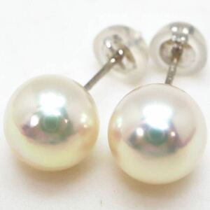 美品!!テリ抜群!!＊K14WGアコヤ本真珠ピアス＊m 約1.2g 約7.0mm pearl pierce earring jewelry DD7/DD7