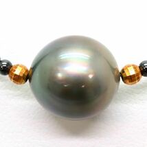 ＊K18南洋黒蝶真珠ネックレス＊m 約8.1g 約42.5cm 11.8mm珠 黒真珠 パール pearl jewelry necklace accessory DC0/DE0_画像4