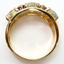 豪華!!＊JEWELRY MAKI(ジュエリーマキ) K18天然アクアマリン/天然アメシスト/天然ダイヤモンドリング＊m 約6.8g jewelry ring EE8/EE8_画像5