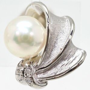 大珠!!美品!!＊Pt900/K14WGアコヤ本真珠/天然ダイヤモンドイヤリング＊m 約11.1g 約8.0mm パール pearl earring jewelry EE0/EE1の画像5
