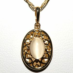 ＊K18天然クォーツキャッツアイペンダント＊m 約2.5g 約41.0cm quartz pendant jewelry EA7/EA