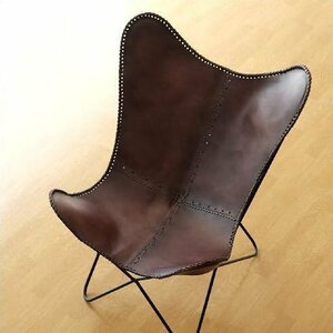 レザーチェア 本革 アンティーク レトロ 革製 椅子 おしゃれ 革張り 背もたれ レザーバタフライチェアー 送料無料(一部地域除く) ras2755